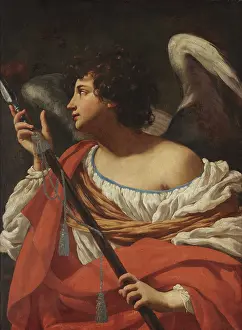 Vouet Prints: Angel with a Spear, c1627. Creator: Vouet, Simon (1590-1649)