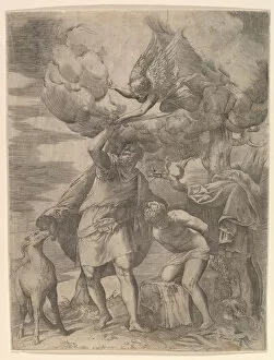 Veneziano Battista Franco Gallery: The Angel Staying the Arm of Abraham, after 1552. Creator: Battista Franco Veneziano