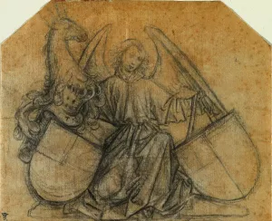An Angel Supporting Two Escutcheons, c. 1470. Creator: Nikolaus Gerhaert von Leyden (German)