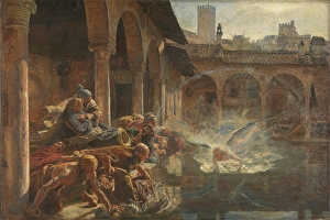 Religious Scene Or Person Prints: The angel touches the water in Bethesda dam (Joh.5, 2-4), 1888. Creator: Joakim Skovgaard
