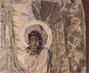 Angel Of God Collection: Angels Head, 1887. Artist: Vrubel, Mikhail Alexandrovich (1856-1910)