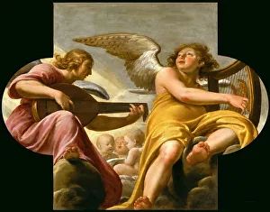 Lutist Prints: Two Angels Making Music, 1648. Creator: Champaigne, Philippe, de (1602-1674)