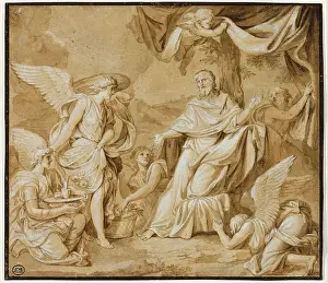 Cream Prints: Angels Ministering to Christ, mid-17th century. Creator: Louis Licherie de Beuron