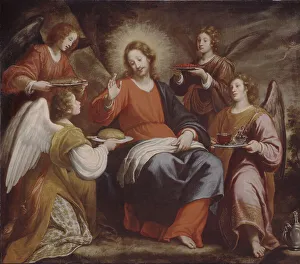 Angels ministering to Christ in the Wilderness. Artist: Rosselli, Matteo (1578-1650) Angels ministering to Christ in the Wilderness. Artist: Rosselli, Matteo (1578-1650)