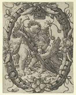 Angels Collection: Two Angels with a Peapod, 1533. Creator: Master H.L