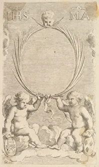 Two Angels Seated on Clouds. Creator: Claude Mellan