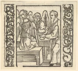Baldung Grien Hans Gallery: Angels Served at a Table, illustration from Speculum Passionis, 1507, 1507