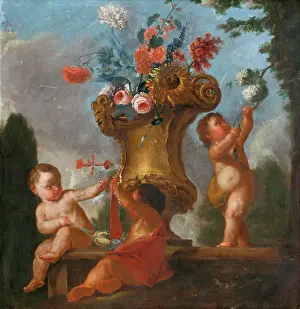 Angels with a Vase I, 1730-1760. Creator: Unknown