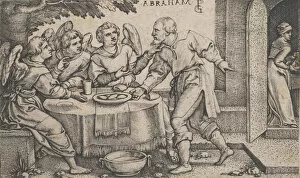 Images Dated 17th August 2021: The Three Angels Visiting Abraham, from The Story of Abraham. Creator: Georg Pencz