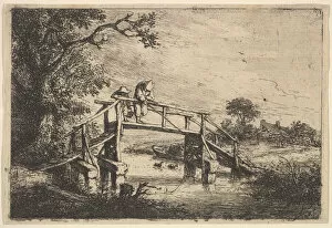 Wooden Bridge Gallery: Two Anglers on a Bridge, 1647. Creator: Adriaen van Ostade