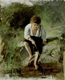 Jansson Karl Prints: Angling boy, exercise, 1873. Creator: Karl Emanuel Jansson