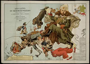 Great Britain Collection: Angling in Troubled Waters. A Serio-Comic Map of Europe. Artist: Fred W
