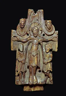 Anglo Saxon Prints: Anglo-Saxon ivory carving of the crucifixion, 10th century