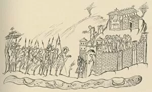 Besant Collection: Anglo-Saxon Warriors Approaching a Fort, 1908