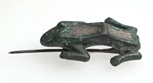 Bronze With Silver Inlay Prints: Animal-Shaped Brooch, Late Roman, 2nd-4th century. Creator: Unknown