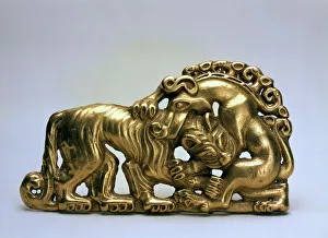 7th Century Bc Prints: Animals fighting (Belt buckle), 7th century BC