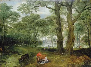 Distracted Prints: Animals Grazing beneath Trees, 1573. Creator: Lucas van Valckenborch