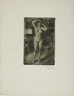 Hair Care Prints: Anna Doing Her Hair, 1906. Creator: Anders Leonard Zorn