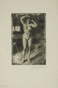 Hair Care Prints: Anna Doing Her Hair, 1906. Creator: Anders Leonard Zorn
