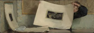 Laura Alma Tadema Prints: Anna Leafing Through a Portfolio of Prints, 1874. Creator: Laura Theresa Epps Alma-Tadema