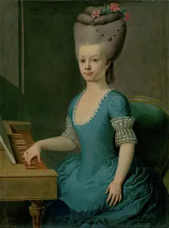 Anna Maria Horvath-Stansithova, fiancee of Ondrej Szirmay, at the harpsichord, 1785-1789. Creator: Unknown