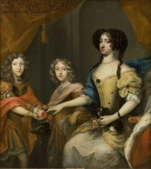 Krafft Collection: Anna Sophie of Denmark (1647-1717), Electress of Saxony with sons John George and Frederick Augustus