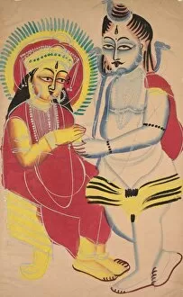 With Graphite Underdrawing On Paper Gallery: Annapurna and Shiva, 1800s. Creator: Unknown