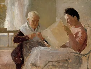 Age Difference Prints: Annie Edelfelt with Fredrika Snygg, 1888. Creator: Albert Edelfelt