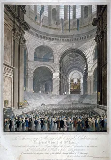 Havell Prints: Anniversary meeting of the charity children in St Pauls Cathedral, City of London, 1826