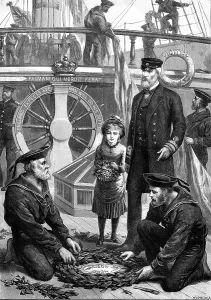 Wreath Prints: The Anniversary of Trafalgar on board the old Victory at Portsmouth
