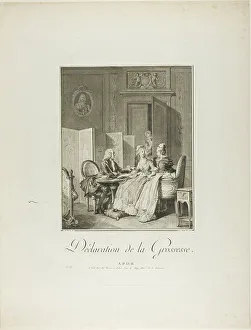 Le Jeune Prints: Announcement of Pregnancy, from Monument du Costume Physique et Moral de la fin