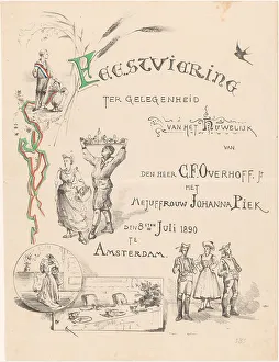 Festivities Prints: Announcement of wedding party, 1890. Creator: Theo van Hoytema