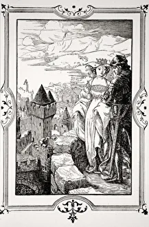 Dora Curtis Gallery: Annoure brought the King out upon the battlements, 1905. Artist: Dora Curtis