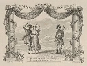 Bagpipes Gallery: Annual Caledonian Ball Ticket, 19th century. Creator: Asher Brown Durand
