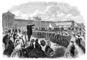 Conducting Prints: Annual Inspection of the Middlesex Industrial School at Feltham, 1865. Creator: Unknown