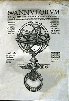 Sphere Collection: Annulorum, cover of the work with the engraving of an Armillary Sphere, 1537 edition