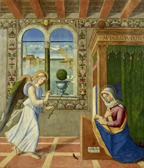 Accademia Carrara Gallery: The Annunciation, 1504. Creator: Francesco di Simone da Santacroce (1470 / 75-1508)