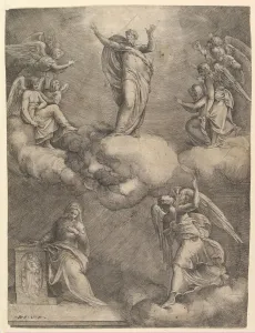 Veneziano Prints: The Annunciation, before 1557. Creator: Battista Franco Veneziano