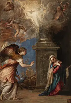Titian 1488 1576 Prints: The Annunciation, 1557. Creator: Titian (1488-1576)