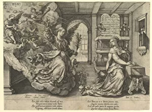 Maerten De Vos Gallery: Annunciation, 1594. Creator: Hendrik Goltzius