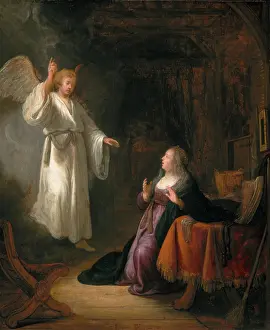Lukes Gospel Prints: The Annunciation, between 1650 and 1655. Creator: School of Rembrandt Harmensz van Rijn