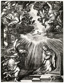 Hans Tietze Collection: Annunciation, 16th century, (1937). Artist: Giovanni Jacopo Caraglio
