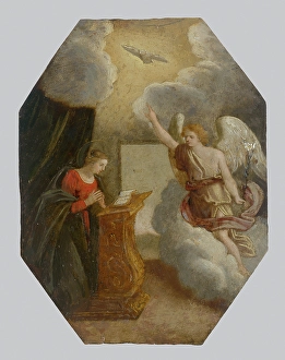 Religious Motif Prints: Annunciation to the Blessed Virgin Mary, c1650. Creator: Unknown