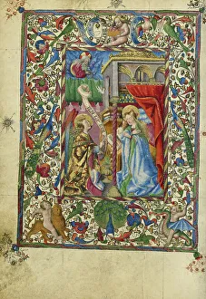 Parrot Prints: The Annunciation; Book of Hours, about 1460. Creator: Unknown