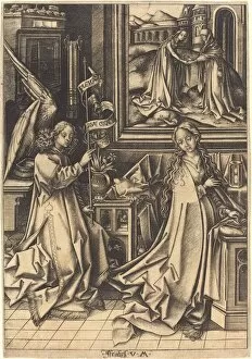 Angel Gabriel Gallery: The Annunciation, c. 1490 / 1500. Creator: Israhel van Meckenem