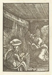 Altdorfer Albrecht Prints: The Annunciation, c. 1513. Creator: Albrecht Altdorfer