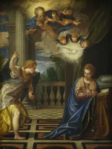 Dove Prints: The Annunciation, c. 1583 / 1584. Creators: Paolo Veronese, Workshop of Veronese