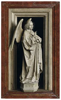 Jan Van 1390 1441 Prints: The Annunciation (Diptych, left panel), 1434-1435. Artist: Eyck, Jan van (1390-1441)