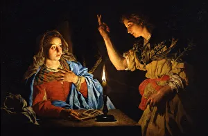 Puttos Prints: The Annunciation, Early 17th cen Artist: Stomer, Matthias (ca. 1600-after 1650)