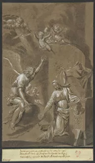 Angel Gabriel Gallery: The Annunciation, late 17th century. Creator: Johann Jakob von Sandrart